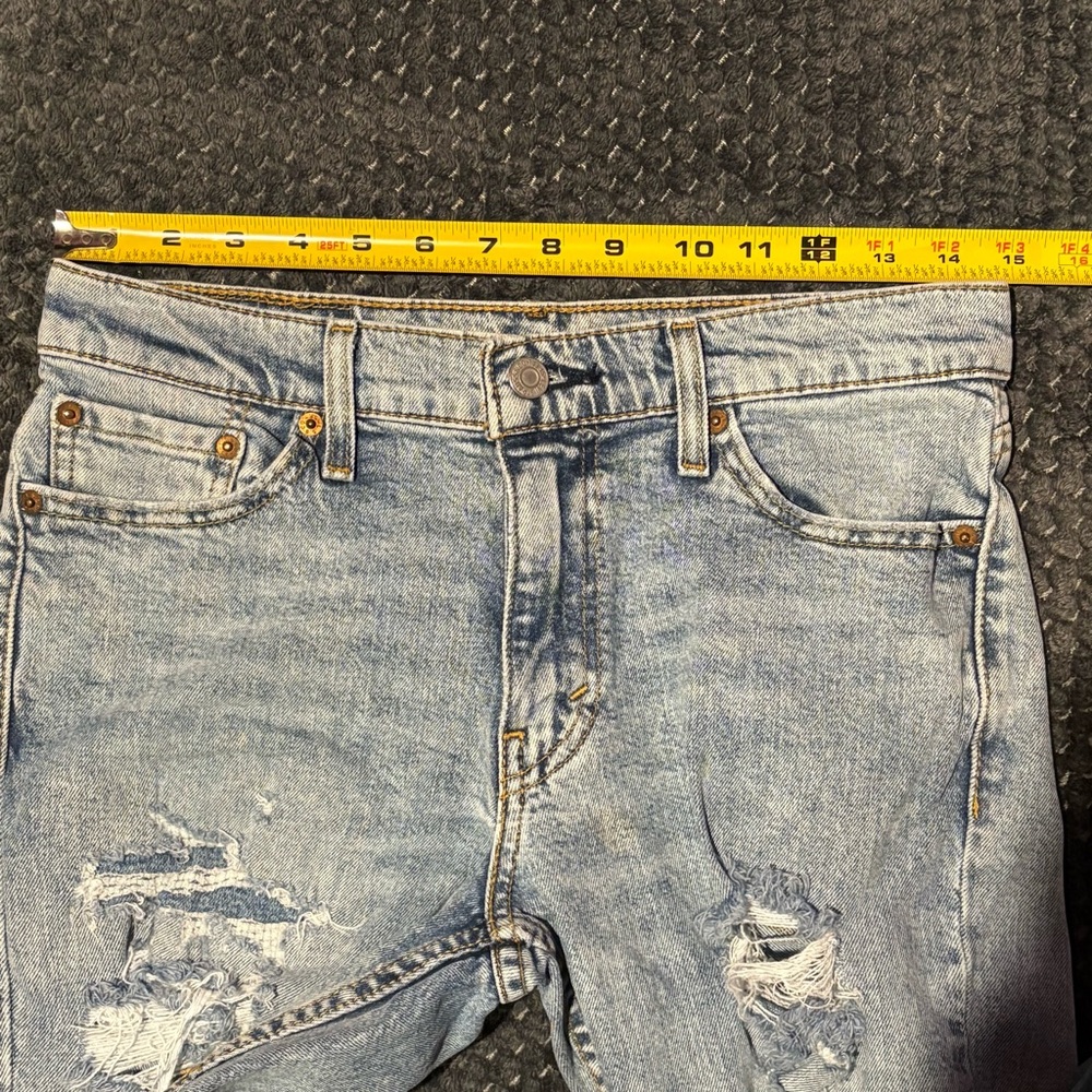 Levi's 511 Slim Fit Jeans Men W30 L30‎ Light Wash Distressed Ripped Stretch Den - Picture 9 of 13